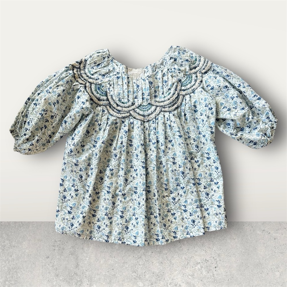 Johnny Was Blue Floral Blouse